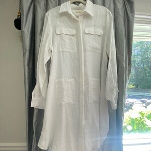 Matin, White Linen Shirtdress, Size 12